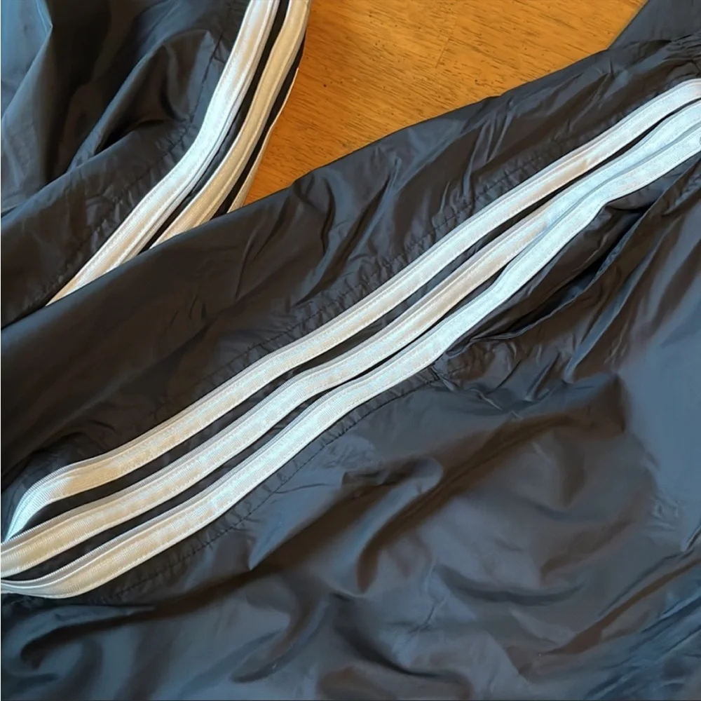 Adidas Mens XL Windbreaker 3 Stripe Black Track Pants with Pockets
